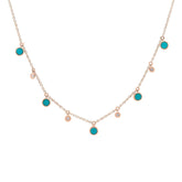 0.04ct Diamond & 0.75ct Composite Turqoise 14k Rose Gold Necklace